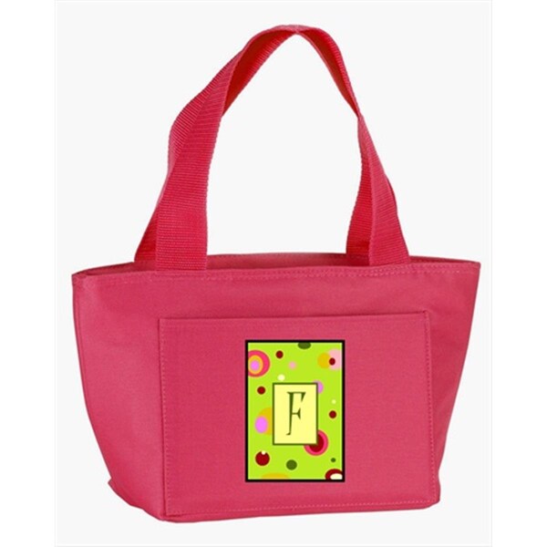 Carolines Treasures Monogram Letter F - Lime Green Zippered Insulated School Washable and Stylish Lunch Bag Cooler CJ1010-F-PK-8808 - main
